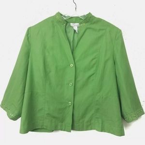 Green Linen Blend Jacket Womens 22W